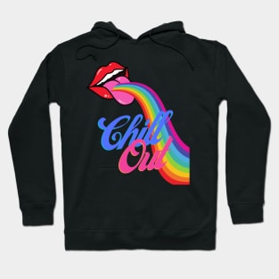 Chill Out Rainbow Lips Retro Hoodie